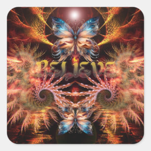 Sticker Carré Croyez Om-Fractal Art Inspirational