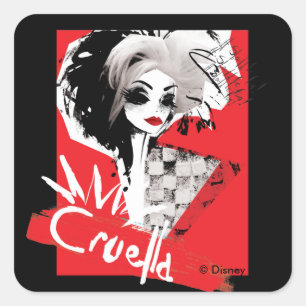 Sticker Carré Cruella  Collage Cruella du modèle de mode