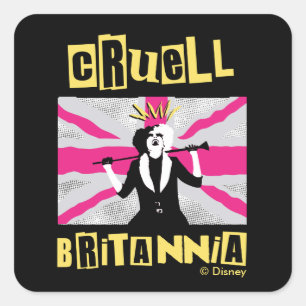Sticker Carré Cruella   Cruell Britannia Flag Pop Art