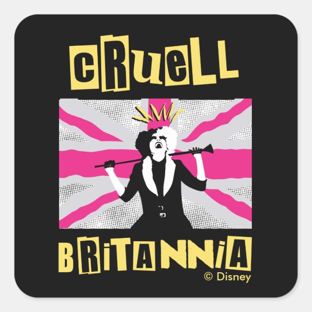 Sticker Carré Cruella | Cruell Britannia Flag Pop Art (Devant)