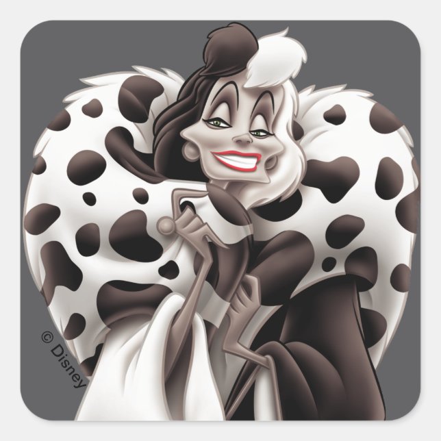 Sticker Carré Cruella De Vil | Sourire "doux" (Devant)