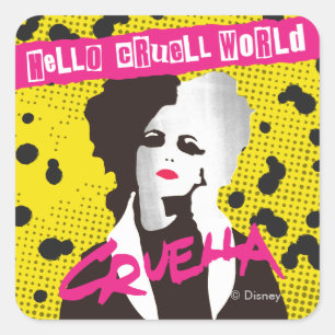 Sticker Carré Cruella   Hello Cruell World Ransom Stencil Art
