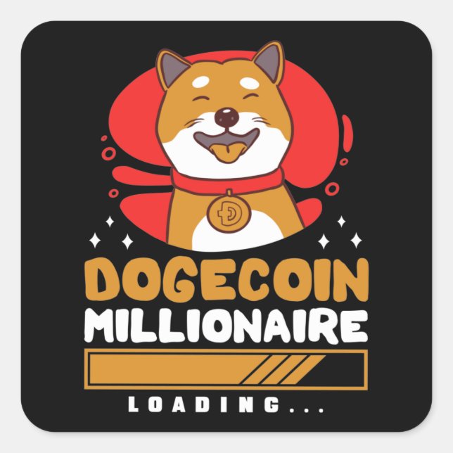 Sticker Carré Crypto DogeCoin Millionaire Chargement (Devant)