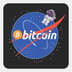 Sticker Carré Crypto spatial astronaute Bitcoin tendance