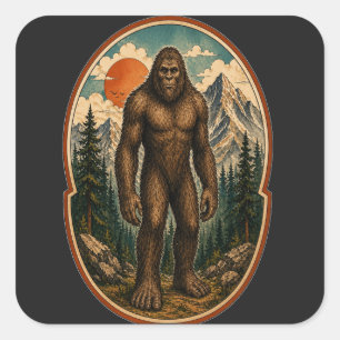 Sticker Carré Cryptographie à l'aquarelle du gardien de montagne