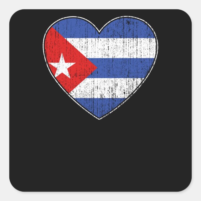 Sticker Carré Cuba Drapeau Amour Coeur Cuba (Devant)
