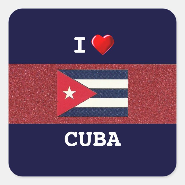 Sticker Carré CUBA : J'aime Cuba (Devant)