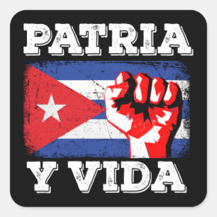 Sticker Carré Cuba Patrie Et Vie Drapeau National Cubain