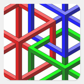 Sticker Carré Cubes Impossible Géométrie Illusion Optique