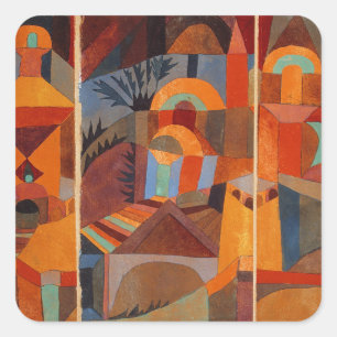 Sticker Carré Cubisme Abstrait coloré Klee Temple Gardens