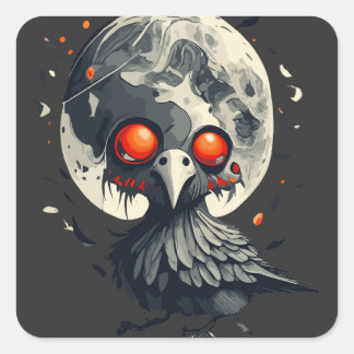 Sticker Carré Cuervo y luna