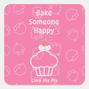 Sticker Carré Cuire rose quelqu'un heureux