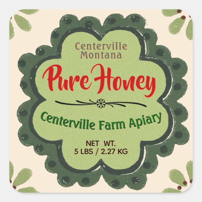 Sticker Carré Cuisine de campagne Petit pot de miel (Devant)