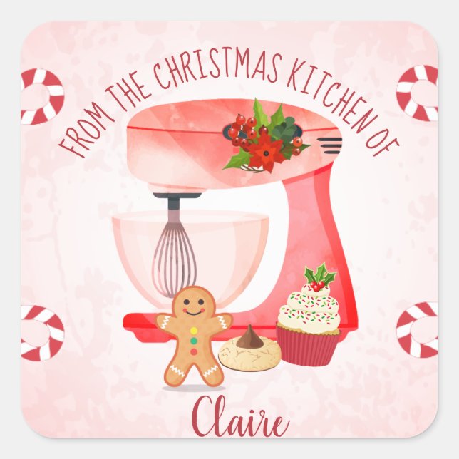 Sticker Carré Cuisine de cuisson Noël (Devant)