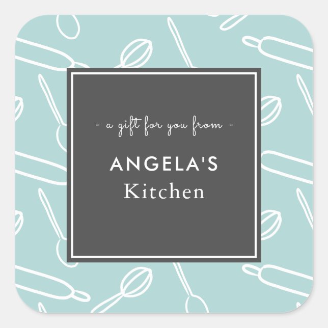 Sticker Carré Cuisine Ustensile Motif Cuisine Cuisine Baking Cad (Devant)