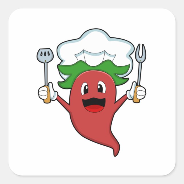 Sticker Carré Cuisinier de poivre Vegan (Devant)