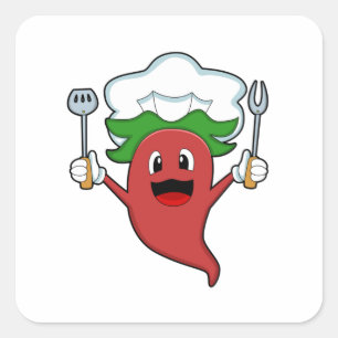 Sticker Carré Cuisinier de poivre Vegan