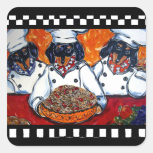 Sticker Carré Cuisiniers Dachshund