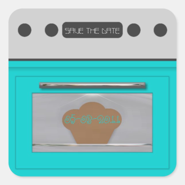 Sticker Carré Cuisson au four; enregistrer la date autocollante- (Devant)