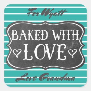 Sticker Carré Cuit Avec Amour Vintage Chalkboard Retro Green