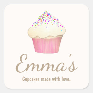 Sticker Carré Cupcake Baker boulangerie Chef Restauration