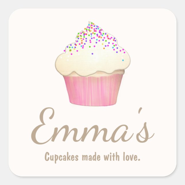Sticker Carré Cupcake Baker boulangerie Chef Restauration (Devant)