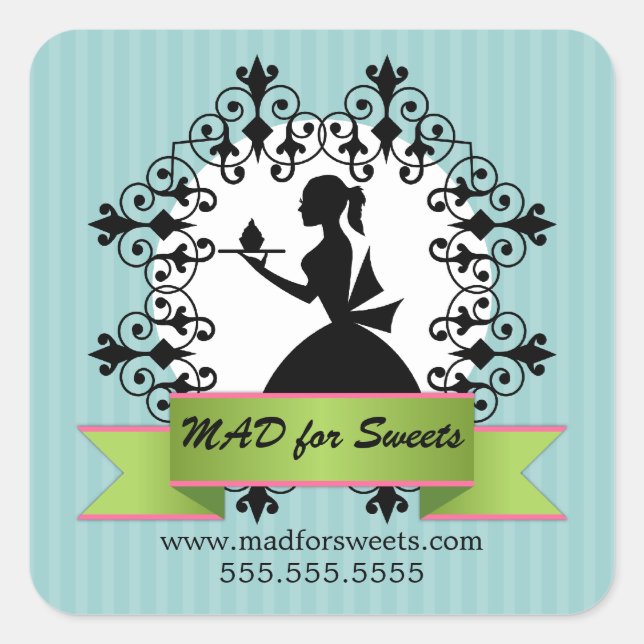 Sticker Carré Cupcake Boulangerie Couvercles (Devant)