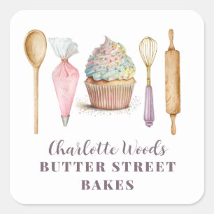 Sticker Carré Cupcake Boulangerie Pâtisserie Chef boulangerie Us