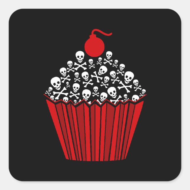 Sticker Carré Cupcake crâne (Devant)