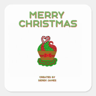 Sticker Carré Cupcake de Noël