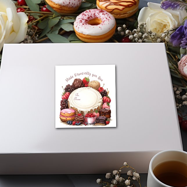 Sticker Carré Cupcakes Donuts Brownies Candy (Créateur téléchargé)