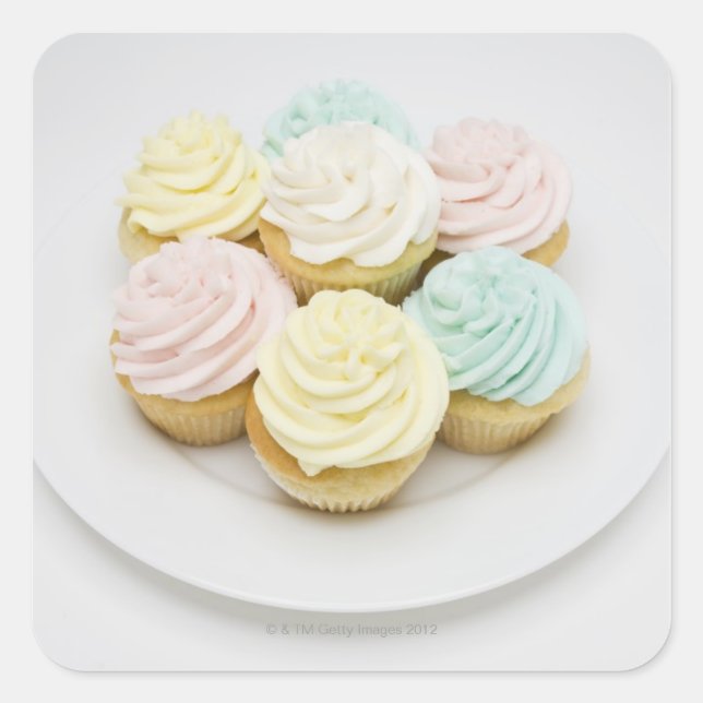 Sticker Carré Cupcakes sur plaque blanche (Devant)