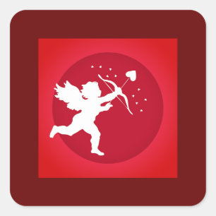STICKER CARRÉ CUPID BOVE LOVE RED VALENTINE