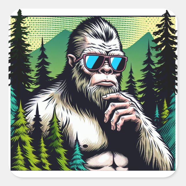 Sticker Carré Curieux pied de lit avec lunettes de soleil se cac (Devant)