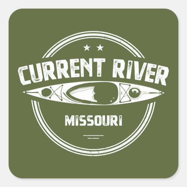 Sticker Carré Current River Missouri Kayak (Devant)