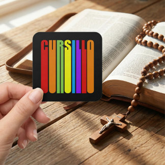 Sticker Carré Cursillo Colorful Elongated Text Christian Faith