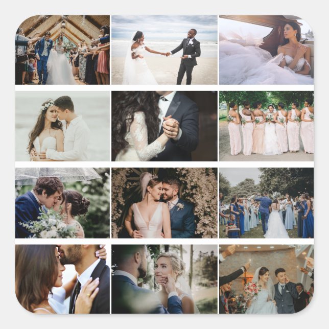 Sticker Carré Custom 12 Photo Collage Famille amour Couple Maria (Devant)