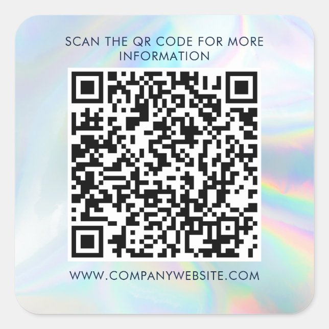 Sticker Carré Custom Business QR Code Holographic Marketing (Devant)