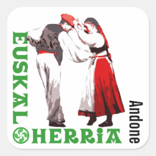 Sticker Carré Custom, Euskal Herria, danse basque traditionnelle
