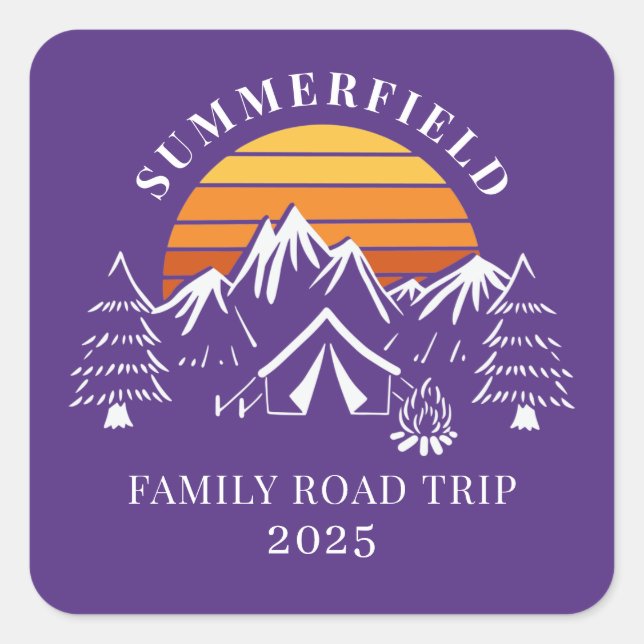 Sticker Carré Custom Family Vacation Road Trip Camping (Devant)