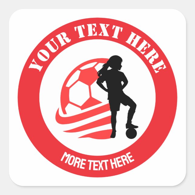 Sticker Carré Custom Football Girl kid's Football Birthday Party (Devant)