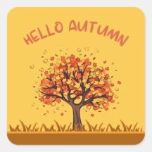 Custom "Hello Autumn" Colorful Fall Leaves