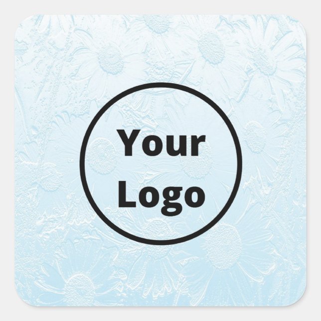Sticker Carré Custom logo engraved blue floral (Devant)