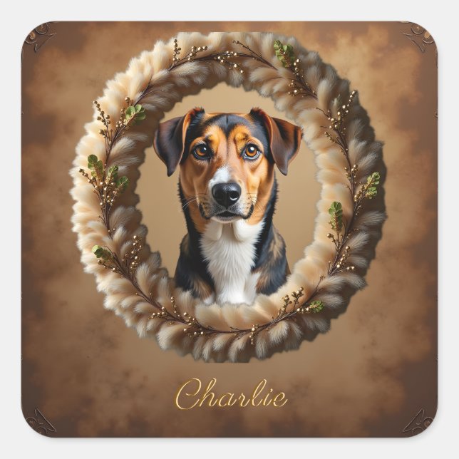 Sticker Carré Custom Pet Portrait – Just Upload a Simple Photo (Devant)