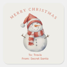 Custom Snowman aquarelle cadeau de Noël