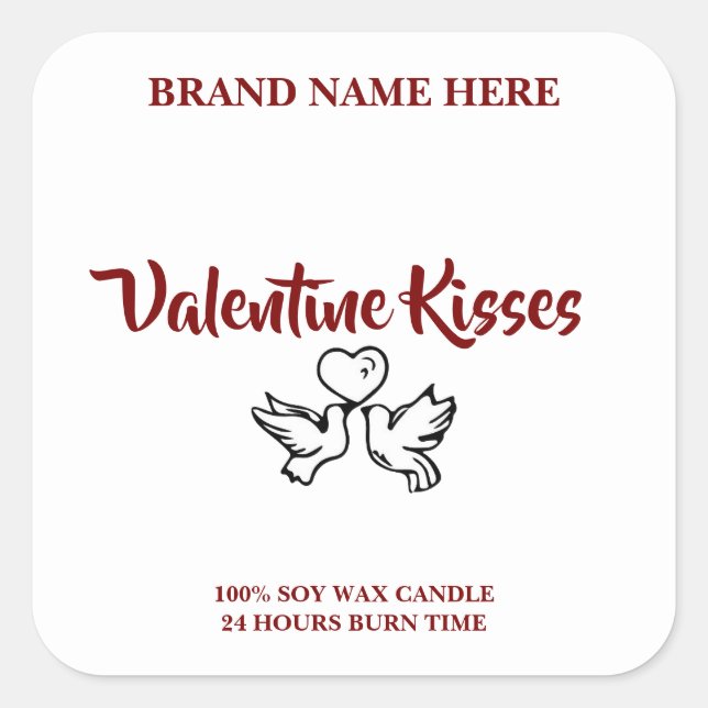 Sticker Carré Custom Valentine Candle Labels – Love Birds Design (Devant)
