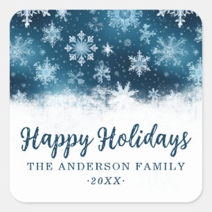 Sticker Carré Custom Winter Wonderland Snowflake White Christmas