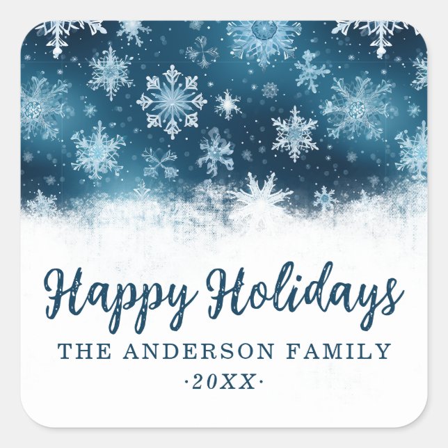 Sticker Carré Custom Winter Wonderland Snowflake White Christmas (Devant)