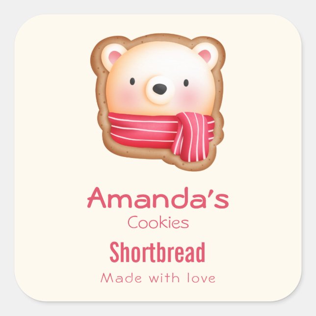 Sticker Carré Cute Bear Face (Devant)