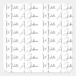 Sticker Carré Cute Calligraphy Créative tendance Nom personnalis